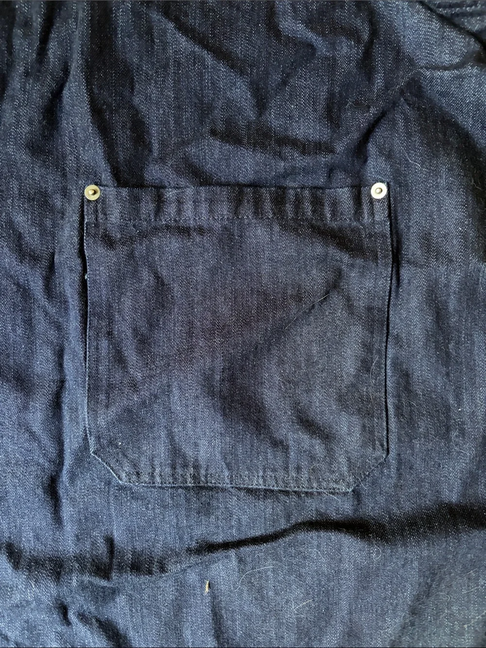 Denim Work Apron with Red Straps